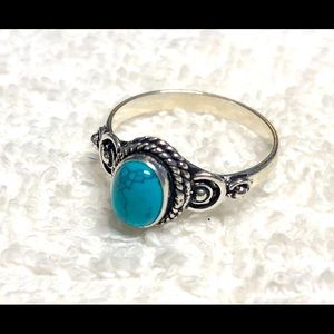 Silver ring -turquoise ethnic look